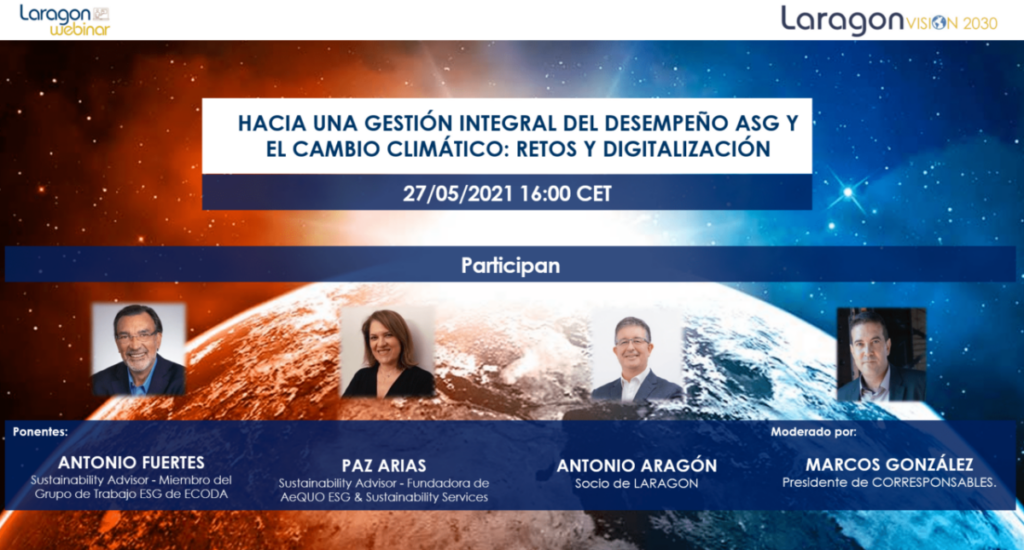 HORIZONTE 2030: ANTONIO FUERTES, miembro del Grupo de Trabajo ESG de ECODA, y PAZ ARIAS, Sustainability Advisor, Fundadora de AeQUO ESG & Sustainability